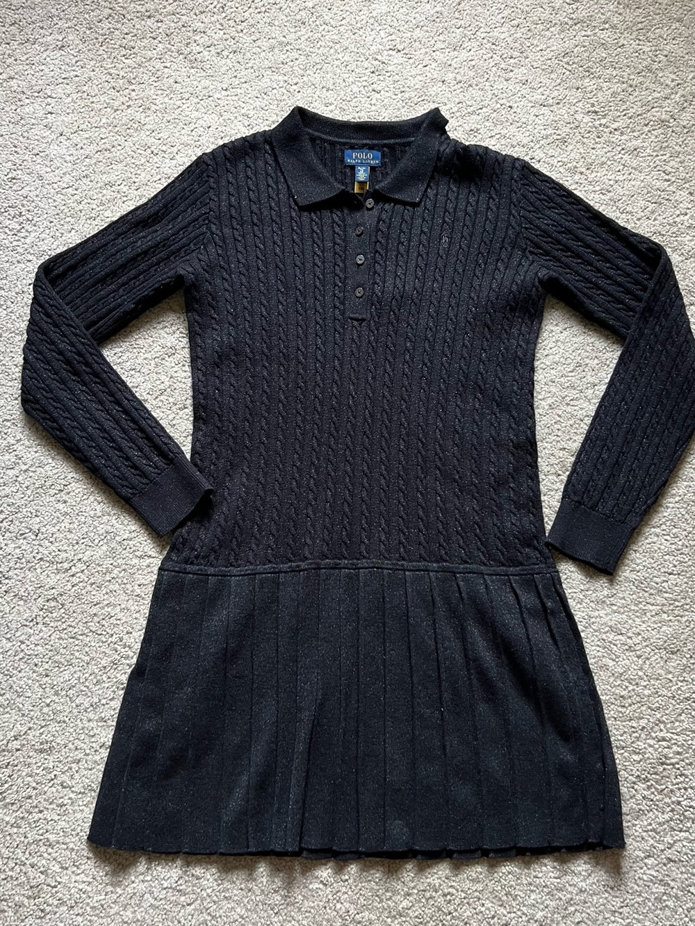 Polo by Ralph Lauren Black Cable-Knit Polo Dress